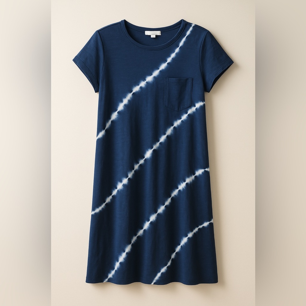 GAP Blue and White Casual Midi T-Shirt Dress - Picture 1 of 4
